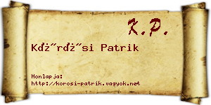 Kőrösi Patrik névjegykártya